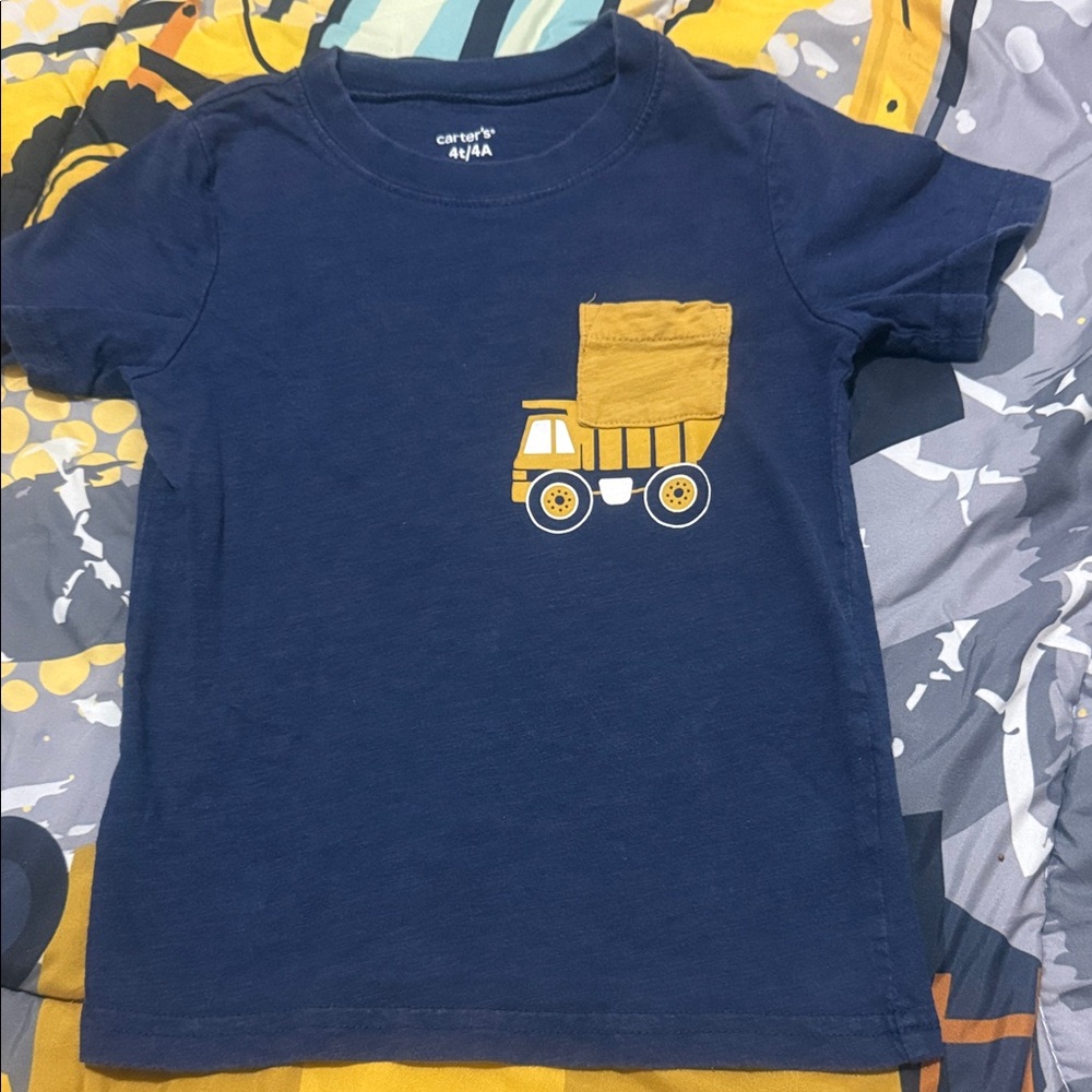 Carter's Navy T-Shirt with Yellow Dump Truck